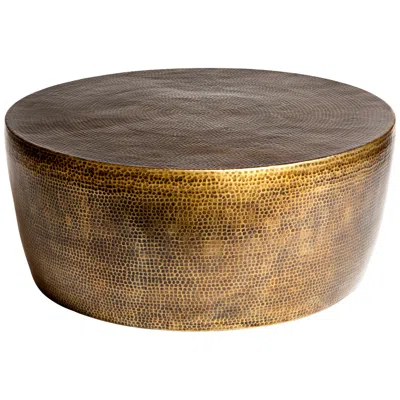 Global Views Izmir 35" Wide Hammered Antique Brass Modern Cocktail Table