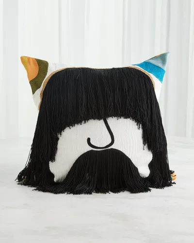 Global Views Jag Fringe Pillow, 20" Square In Black/white