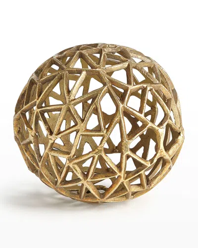 Global Views Jali Ball Large Decorative Accent, Antique Brass
