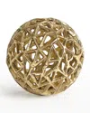 Global Views Jali Ball Small Decorative Accent, Antique Brass In Gold
