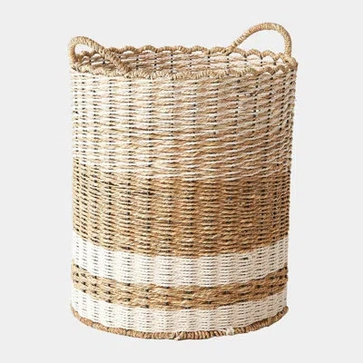 Global Views Jute Basket In Brown;white