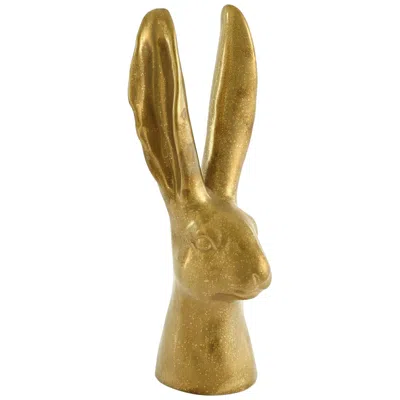Global Views Kinzia 16 1/4" High Matte Gold Ceramic Rabbit Statue