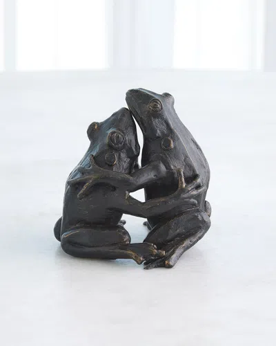 Global Views Kissing Frog Sculpture In Black