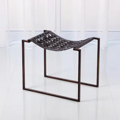 Global Views Knit & Pearl Stool In Brown