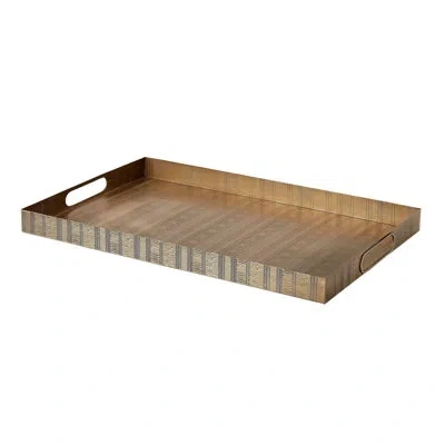 Global Views Kokoro Etched Rectangular Tray-brass In Brown