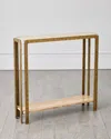 Global Views Kraft Console Table In Light Bronze 