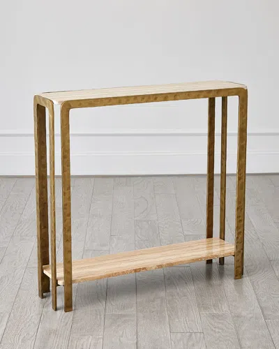 Global Views Kraft Console Table In Light Bronze 