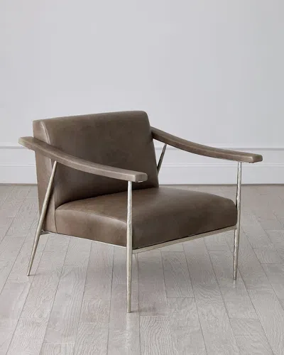 Global Views L. Brooks Leather Accent Chair In Dark Brown
