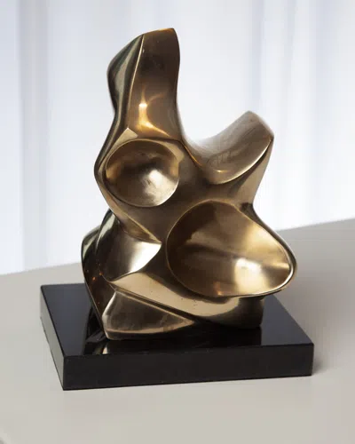Global Views Large Abstract Figural Sculpture In Gold