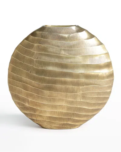 Global Views Large Chased Oval Vase In Gold