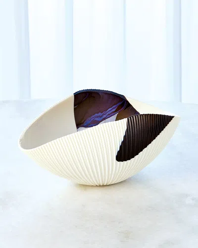 Global Views Large Folded Bowl, Beige/brown
