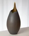 Global Views Large Frosted Vase With Amber Casing In Amber