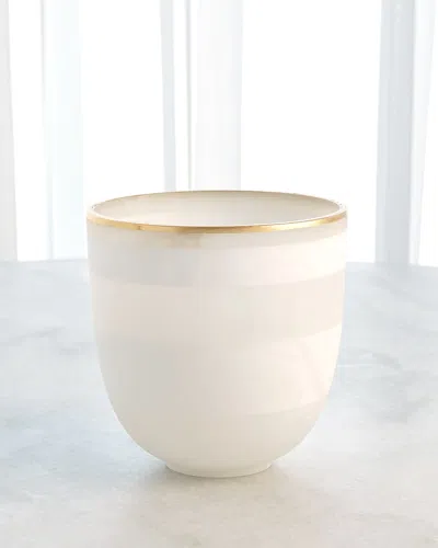 Global Views Large Striped Alabaster Bowl In White/gold