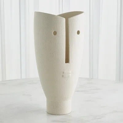 Global Views Leonard Ceramic Table Vase In Textured White