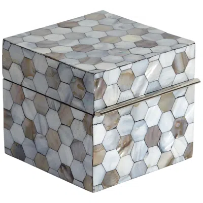 Global Views Light Blue Mother Of Pearl Decorative Box In Multi