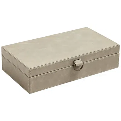Global Views Light Gray 13" Wide Marbled Leather D-ring Decorative Box In Neutral