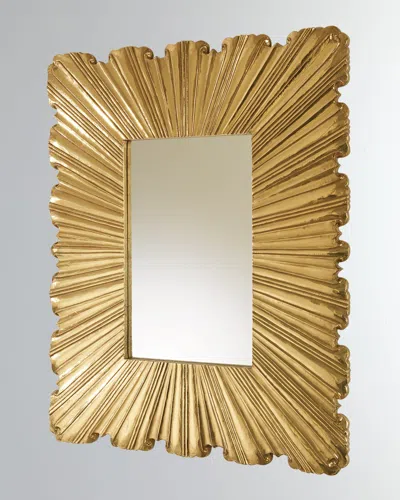 Global Views Linen Fold Brass Mirror In Gold