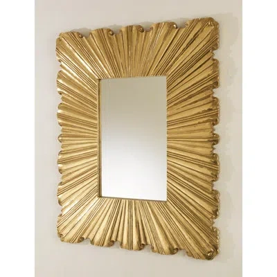 Global Views Linenfold Mirror In Brass