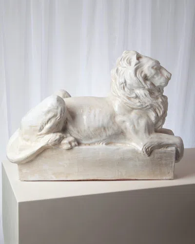 Global Views Lion Italian Ceramic Sculpture In White
