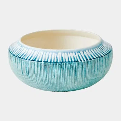 Global Views Listrado Flair Bowl-lamb's Ear 7"h X 16"w X 16"d Decorative Bowl In Ivory;blue