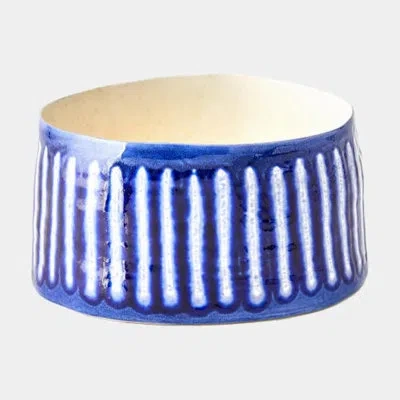 Global Views Listrado Organic Pot-cobalt 6"h X 11"w X 11"d Decorative Bowl In Blue