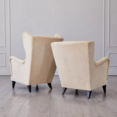 Global Views Lounge Chair-wide Wale Corduroy In Ivory
