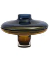 Global Views Small Low Cobalt Over Amber Vase In Yellow