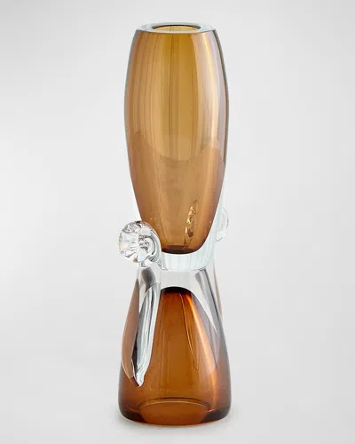 Global Views Lydia Vase In Amber, Small In Brown