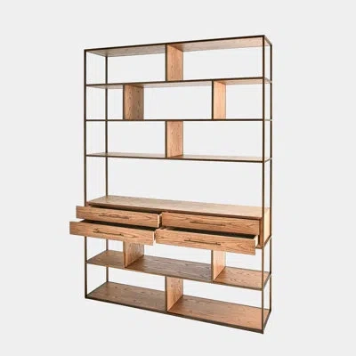 Global Views Mack Etagere-oak In Brown;gold