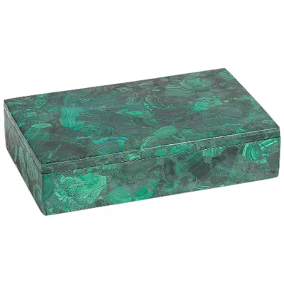 Global Views Malachite Stone Flat Green 11" Wide Decorative Box