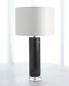 Global Views Marble Cylinder Table Lamp In Black