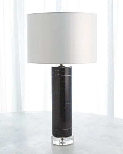 Global Views Marble Cylinder Table Lamp In Black
