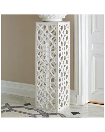 Global Views Marble Fret Pedestal In White