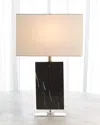 Global Views Marble Rectangular Table Lamp In Black