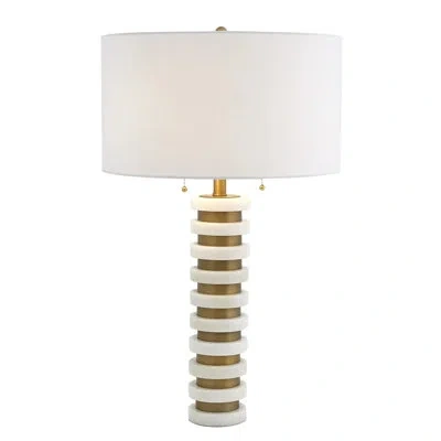Global Views Marble Stack Lamp-white In Gold,white