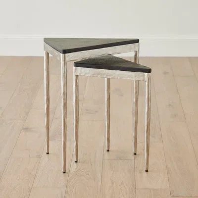 Global Views Marble Top Nesting Tables In Black