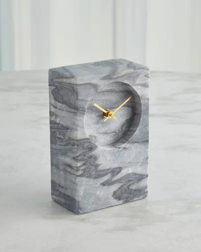 Global Views Marble Tower Clock, Green In Gray
