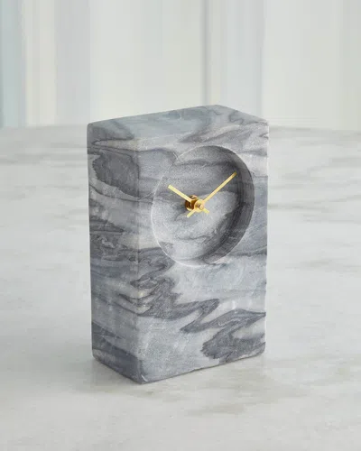 Global Views Marble Tower Clock, Green In Black/grey