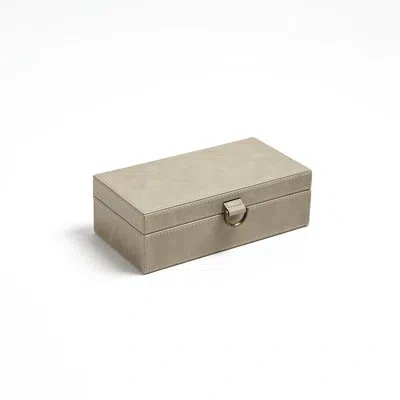 Global Views Marbled Leather D Ring Box In Light Gray