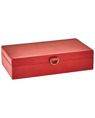 Global Views Marbled Leather D Ring Box In Red