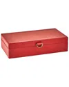 Global Views Marbled Leather D Ring Box In Red