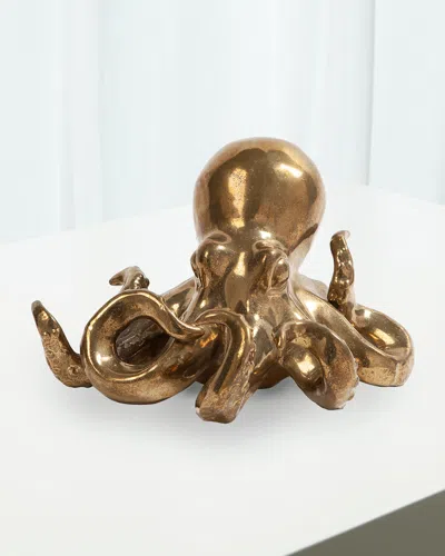 Global Views Matte Gold Octopus Sculpture In Brown