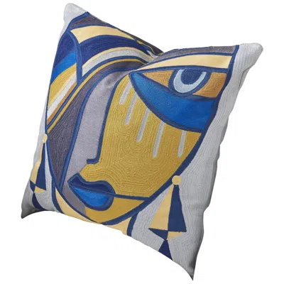 Global Views Maya Multi-color 20" Square Decorative Throw Pillow In White