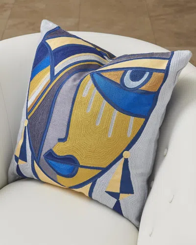 Global Views Maya Pillow In Blue