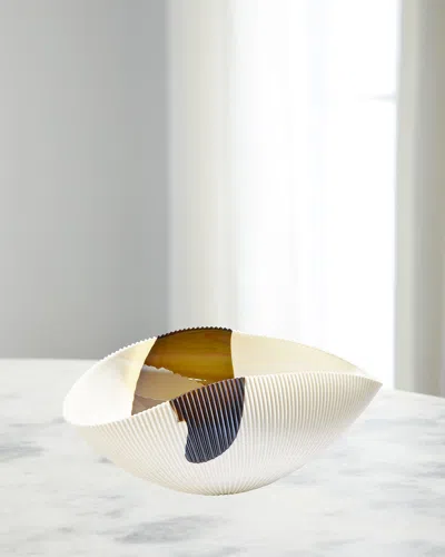 Global Views Medium Folded Bowl, Beige/brown
