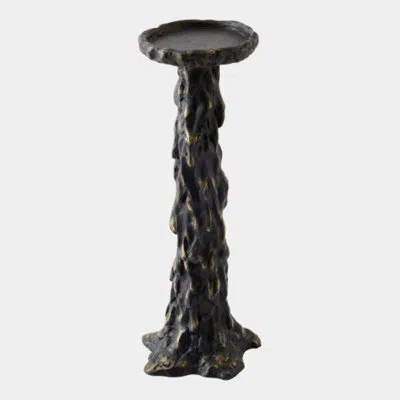Global Views Melting Pillar Candle Holder-black-med In Brown