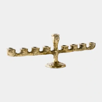 Global Views Melting Taper Candle Holder-menorah In Gold
