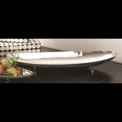 Global Views Metal Abstract Sleek Decorative Plate In Silver