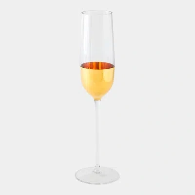 Global Views Metallic Orb Champagne Flute-gold In Transparent