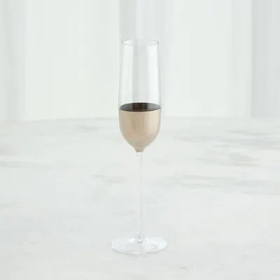 Global Views Metallic Orb Champagne Flute-platinum In Gold,clear